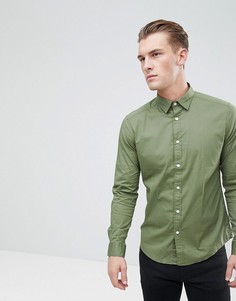 Приталенная рубашка из хлопкового поплина Esprit - Зеленый