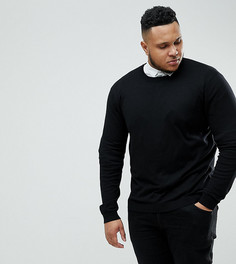 Черный хлопковый джемпер с круглым вырезом ASOS PLUS - Черный