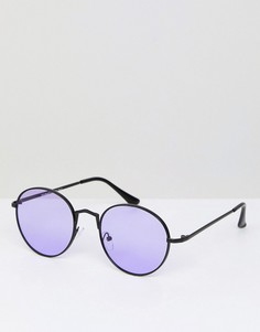 Круглые солнцезащитные очки с фиолетовыми стеклами AJ Morgan - Черный