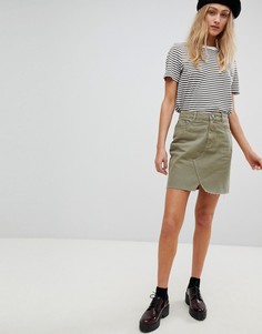 Джинсовая мини-юбка цвета хаки ASOS - Зеленый