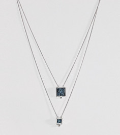 Многорядное ожерелье с камнями на основе переработанного денима ASOS - Серебряный