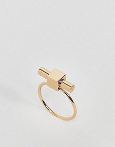 Кольцо с кубом и планкой ASOS - Золотой