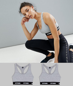 Комплект из 2 хлопковых бралеттов с логотипом Ivy Park - Серый