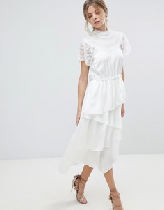 Кружевное платье миди с асимметричным краем Y.A.S - Белый