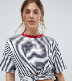 Укороченная футболка в полоску с завязками Wednesdays Girl - Мульти