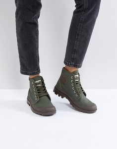Парусиновые ботинки оливкового цвета на плоской подошве Palladium Pampa - Зеленый