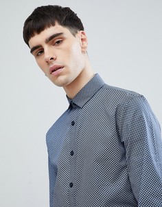 Темно-синяя рубашка со сплошным принтом Lindbergh - Синий