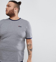 Серая футболка с контрастным вырезом и маленьким логотипом Fila Vintage PLUS - Серый