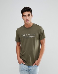 Футболка оливкового цвета с принтом Jack Wills Westmore - Зеленый