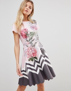 Короткое приталенное платье с принтом Ted Baker Haiilie - Мульти
