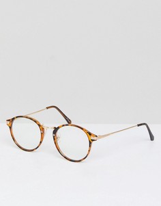 Круглые черепаховые очки с прозрачными стеклами Jeepers Peepers - Коричневый