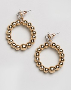 Золотистые серьги-кольца с бусинами DesignB London - Золотой