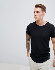 Удлиненная футболка с асимметричным подолом Produkt - Черный