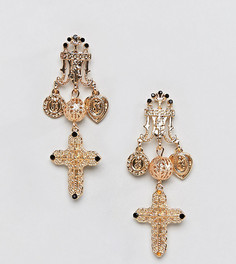 Серьги в стиле барокко с крестом Reclaimed Vintage Inspired - Золотой