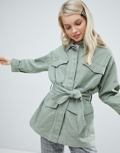 Куртка в стиле милитари с карманами Monki - Зеленый