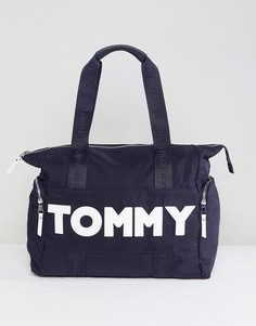 Нейлоновая сумка-тоут с логотипом Tommy Hilfiger - Темно-синий