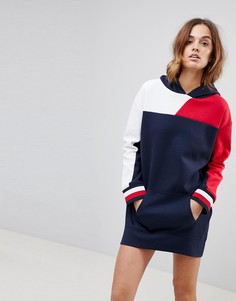 Платье-худи в стиле колор блок Tommy Hilfiger - Темно-синий