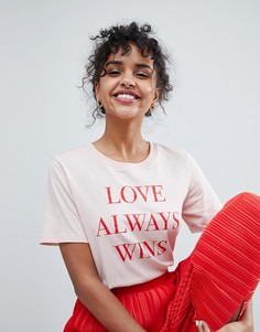 Футболка Monki Love Always Wins - Розовый