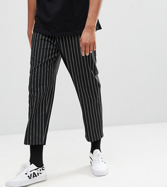 Свободные укороченные брюки в полоску Reclaimed Vintage Inspired TALL - Черный