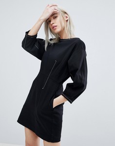 Платье мини с контрастной строчкой Weekday - Черный