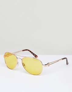 Солнцезащитные очки-авиаторы с желтыми стеклами River Island - Желтый