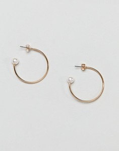 Серьги-кольца с искусственным жемчугом Monki - Золотой