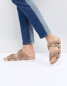 Шлепанцы с блестками и ремешками River Island - Медный