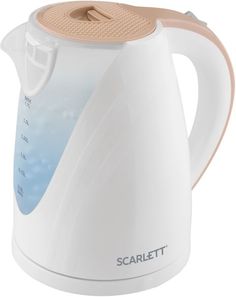 Чайник электрический SCARLETT SC-EK18P43, 2200Вт, белый и бежевый