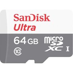 Карта памяти microSDXC UHS-I SANDISK Ultra 80 64 ГБ, 80 МБ/с, Class 10, SDSQUNS-064G-GN3MA, 1 шт.