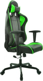 Кресло игровое БЮРОКРАТ CH-774, на колесиках, искусственная кожа, черный/зеленый/зеленый [ch-774/bl+gr]
