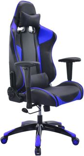 Кресло игровое БЮРОКРАТ CH-775, на колесиках, искусственная кожа [ch-775/bl+blue]