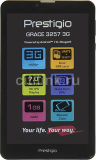 Планшет PRESTIGIO Grace 3257 3G, 1GB, 16GB, 3G, Android 7.0 черный [lwpmt32573gdcis]