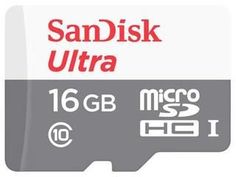 Карта памяти microSDHC UHS-I SANDISK Ultra 80 16 ГБ, 80 МБ/с, Class 10, SDSQUNS-016G-GN3MN, 1 шт.