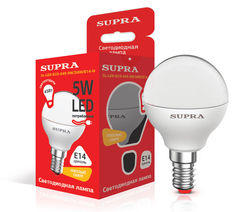 Лампа SUPRA SL-LED-ECO-G45, 5Вт, 400lm, 25000ч, 3000К, E14, 1 шт. [10225]