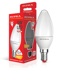 Лампа SUPRA SL-LED-ECO-CN, 5Вт, 400lm, 25000ч, 3000К, E14, 1 шт. [10223]