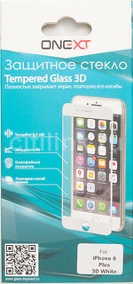 Защитное стекло для экрана ONEXT 3D для Apple iPhone 8 Plus, 1 шт, белый [41390]