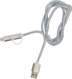 Кабель HARPER Lightning/microUSB - USB 2.0, 1.0м, серебристый [brch-410]