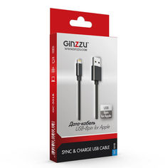 Кабель GINZZU Lightning - USB 2.0, 1.0м, черный [gc-501b]