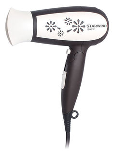 Фен STARWIND SHT4417, дорожный, 1600Вт, темно-коричневый и белый