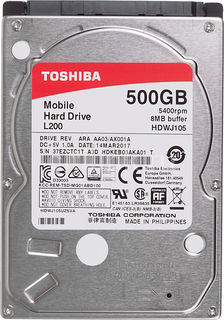 Жесткий диск TOSHIBA L200 HDWJ105UZSVA, 500Гб, HDD, SATA II, 2.5&quot;