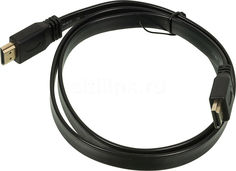 Кабель аудио-видео High Speed ver.1.4 Flat, HDMI (m) - HDMI (m) , ver 1.4, 1м, GOLD FLAT черный Noname