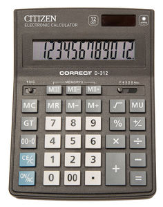 Калькулятор CITIZEN Correct, D-312, 12-разрядный, черный
