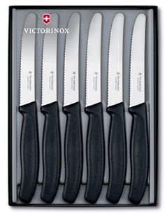 Набор ножей кухон. Victorinox Swiss Classic Table (6.7333.6G) компл.:6шт черный подар.коробка