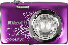 Цифровой фотоаппарат NIKON CoolPix A100, фиолетовый/ рисунок