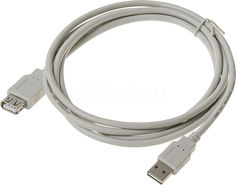 Кабель-удлинитель USB2.0 BURO Reversible, USB A(m) - USB A(f), 1.8м, серый