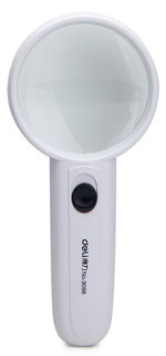 Лупа офисная Deli 9098 d=60мм x3.5 LED подсветка белый пластик ABS (упак.:1шт) блистер