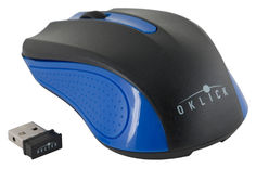 Мышь OKLICK 485MW+ оптическая беспроводная USB, черный и синий [m-610]