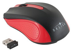 Мышь OKLICK 485MW+ оптическая беспроводная USB, черный и красный [m-610]