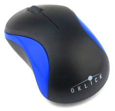 Мышь OKLICK 605SW оптическая беспроводная USB, черный и синий [wm-288]