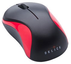 Мышь OKLICK 605SW оптическая беспроводная USB, черный и красный [wm-288]